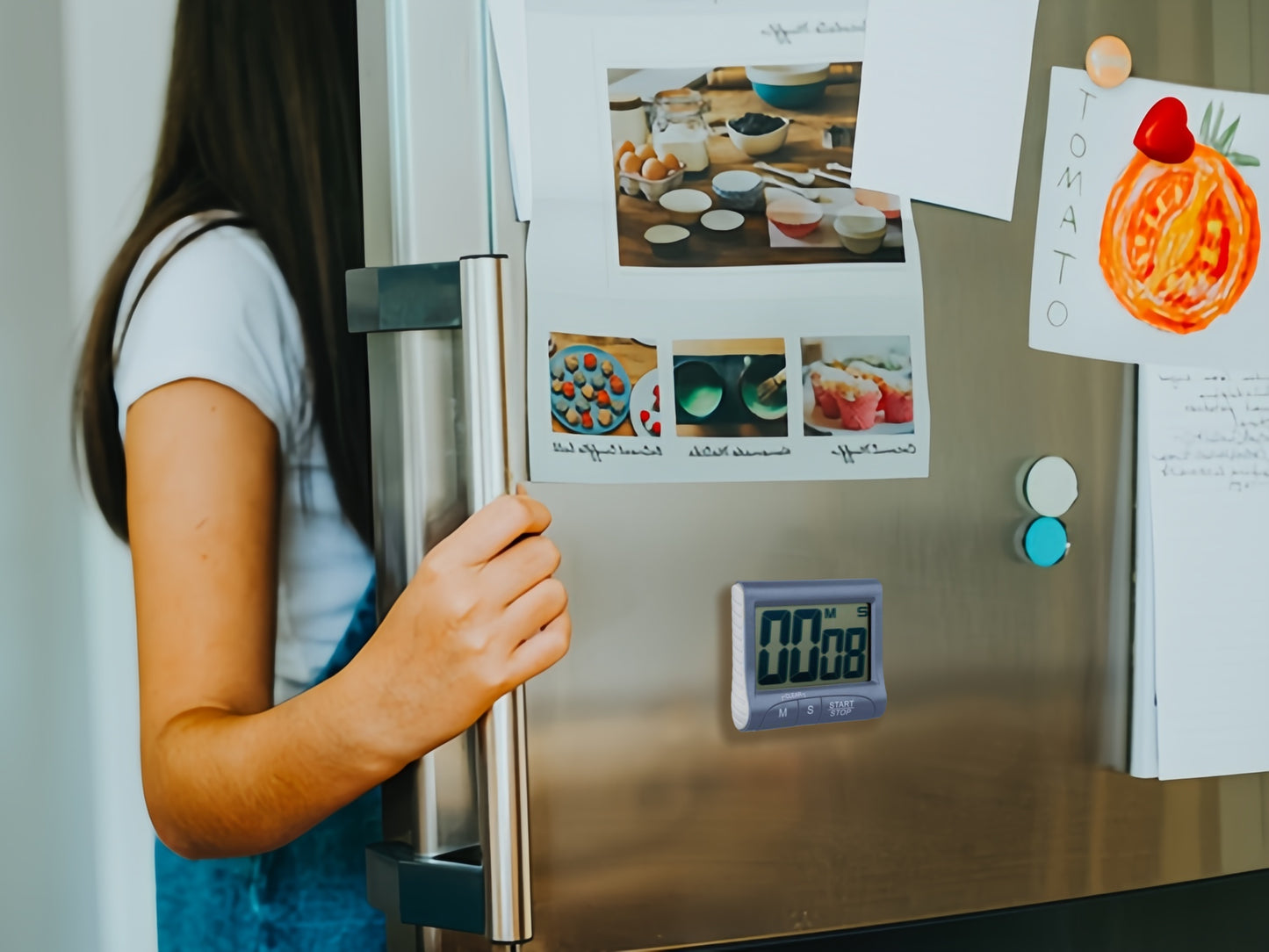 Temporizador de Cocina, Magnético Digital Timer con Pantalla Grande, Temporizador Multifunción Timer en Niños para Estudiar, Trabajar, Hacer Ejercicio