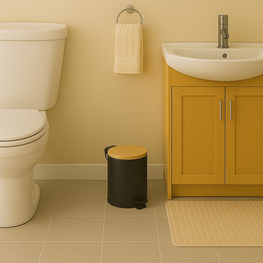 Papelera de Baño con Tapa de Madera 3L - Cubo de Basura para Baño con Tapa y Pedal Cierre Silencioso