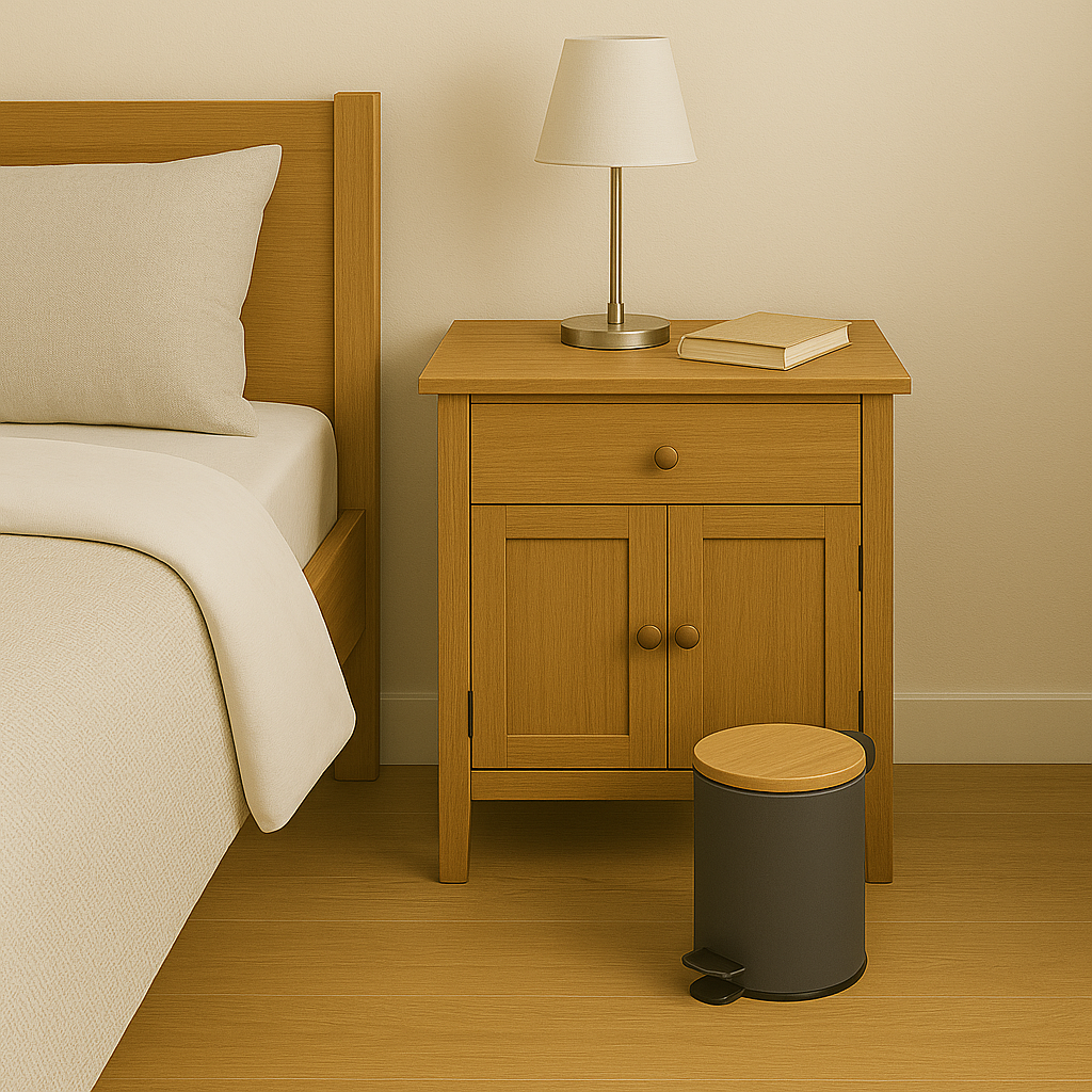 Papelera de Baño con Tapa de Madera 3L - Cubo de Basura para Baño con Tapa y Pedal Cierre Silencioso