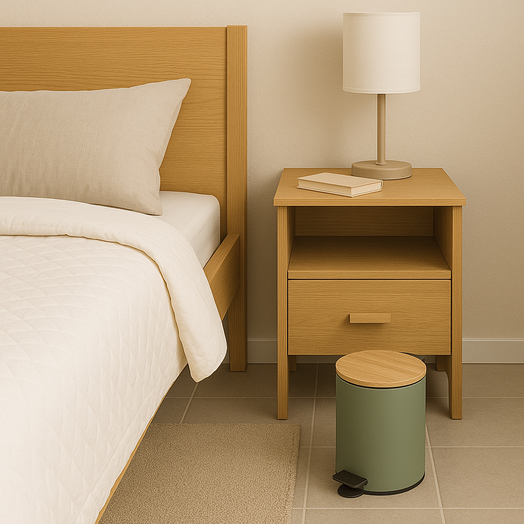 Papelera de Baño con Tapa de Madera 3L - Cubo de Basura para Baño con Tapa y Pedal Cierre Silencioso