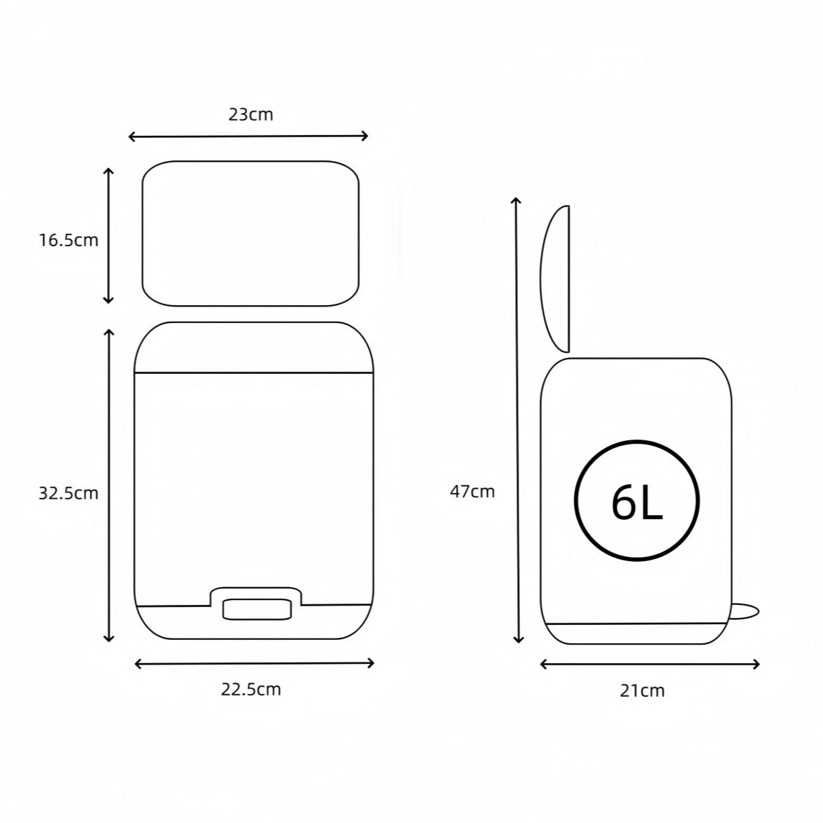 DAMDAM GO Papelera Baño Con Tapa de Metal 6L - Cubo de Basura Para Cocina Con Tapa y Pedal Cierre Silencioso