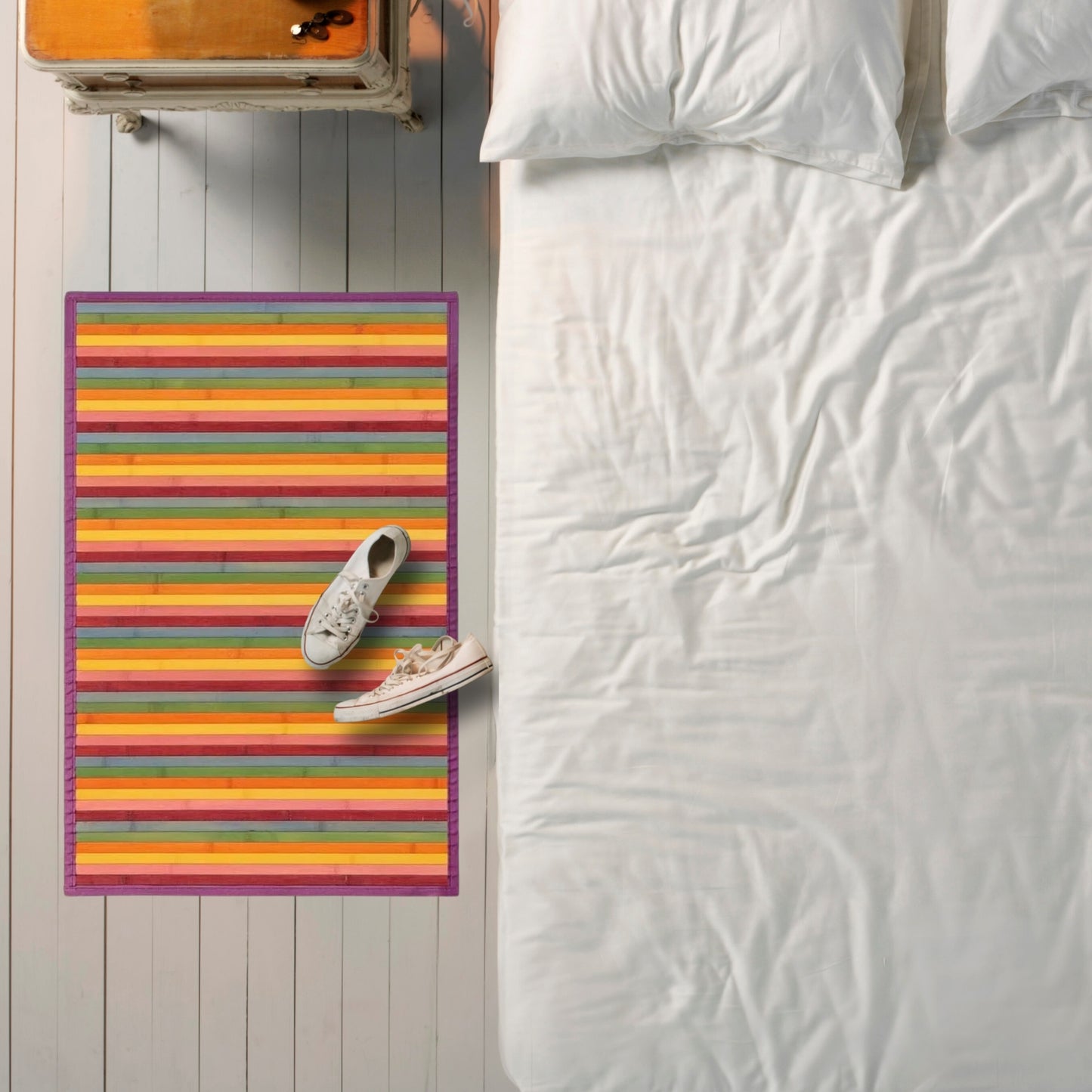 DAMDAM GO Alfombra Antideslizante, Alfombra de Madera de Bambú, Antimanchas, Resistente a la Humedad, para Salón, Dormitorio, Cocina, Baño, Pasillo