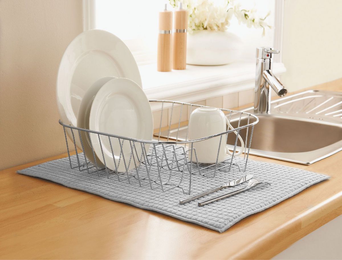 Ecurre Vajialla Microfibra, Alfombrilla de Secado de Platos, Secado Rápido, Pack 2 Unidades