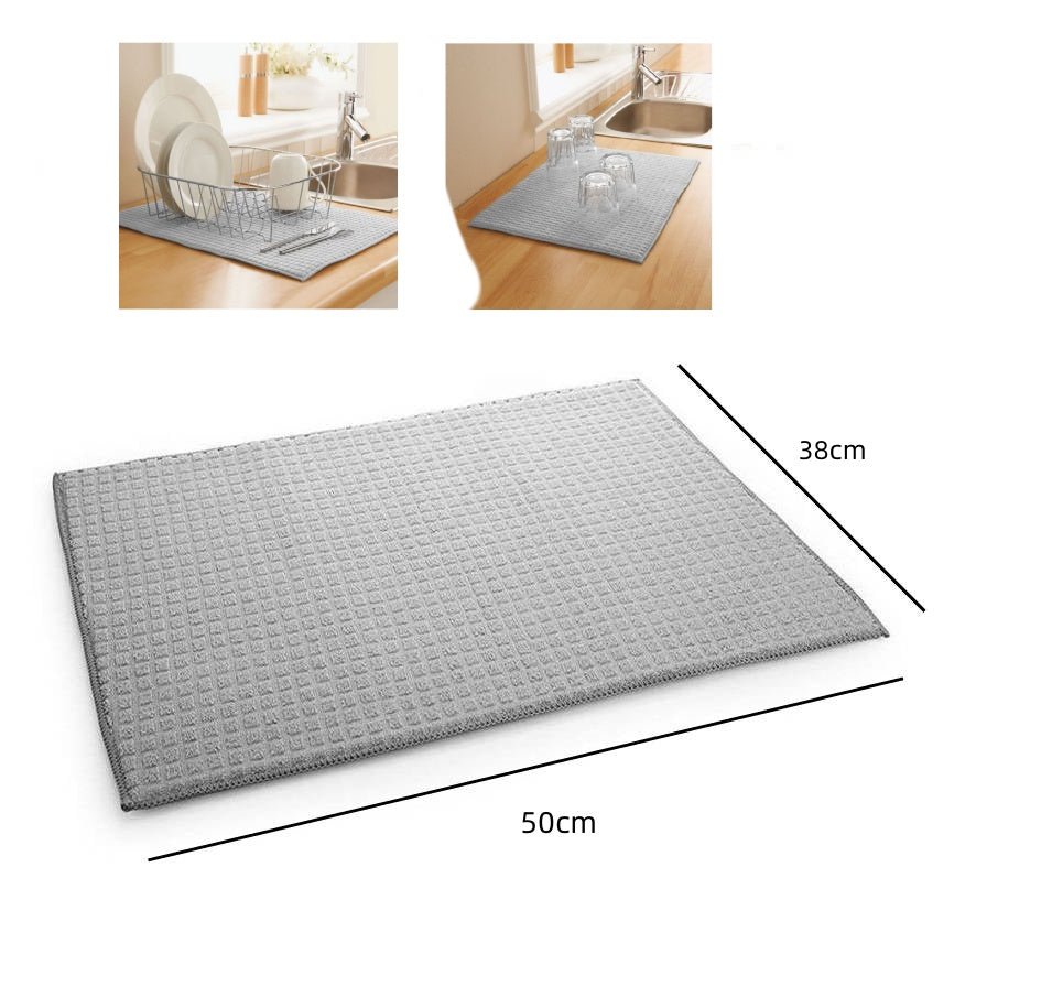 Ecurre Vajialla Microfibra, Alfombrilla de Secado de Platos, Secado Rápido, Pack 2 Unidades