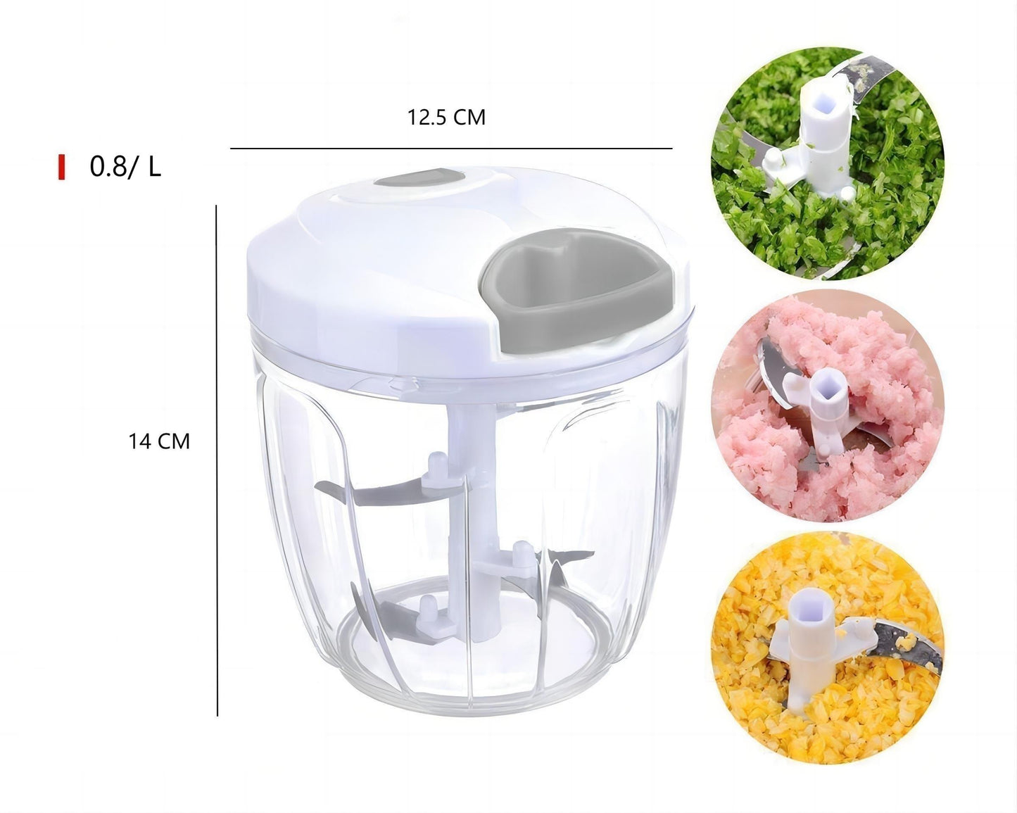 Picadora Manual de Carne y Verduras Cortador Vegetales de Plástico Con Cuchilla de Acero Inoxidable
