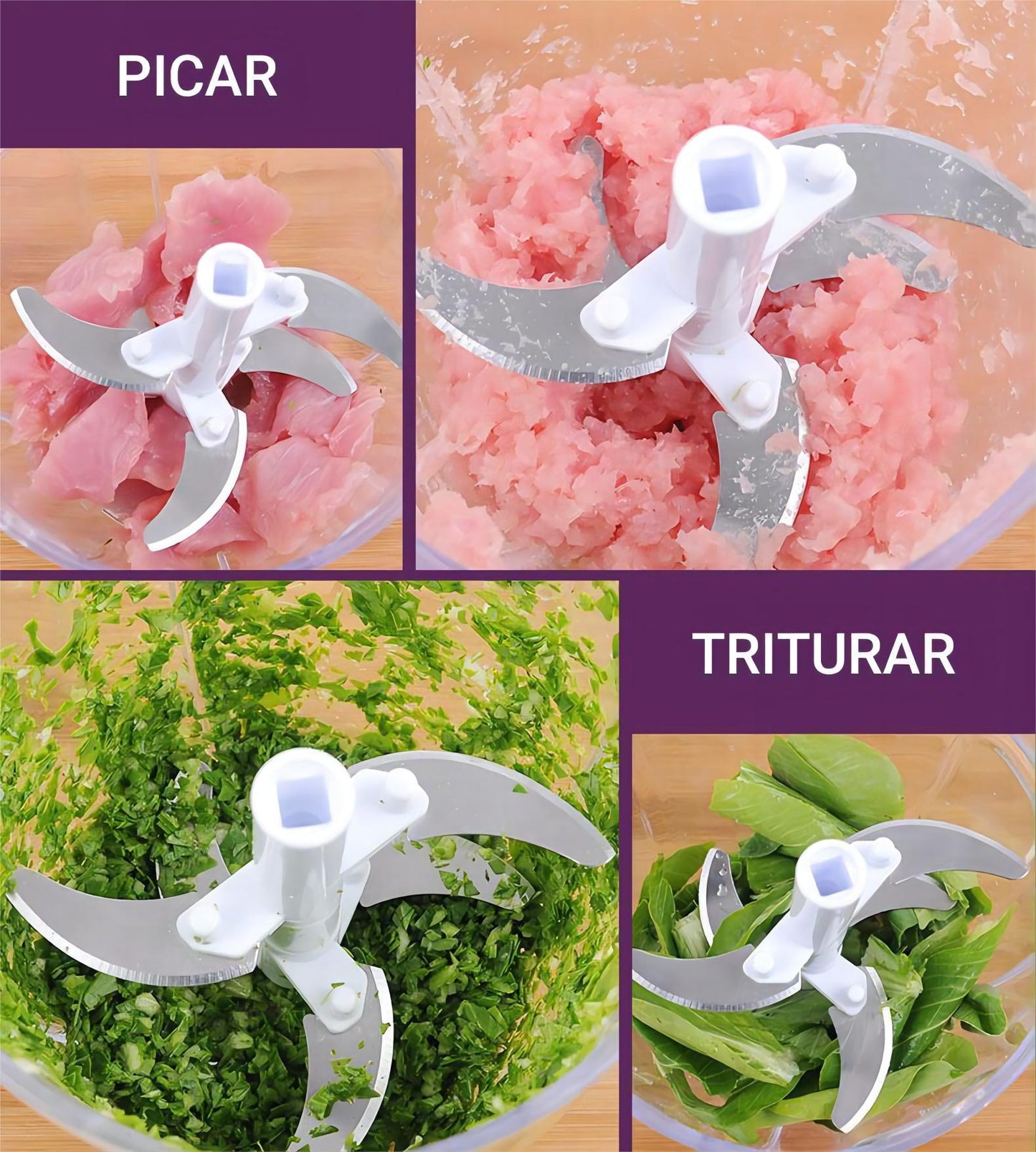 Picadora Manual de Carne y Verduras Cortador Vegetales de Plástico Con Cuchilla de Acero Inoxidable