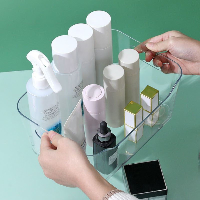 DAMDAM GO Organizador Transparente, Cubetas de Plástico para Organizar, Cajas de Almacenaje con Asas