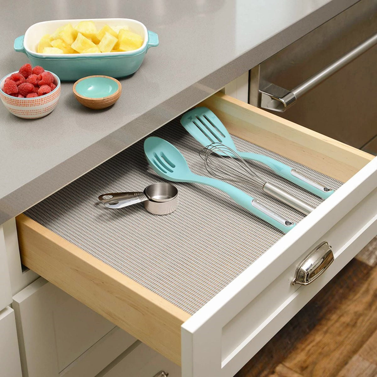 Alfombrilla para Cajón Protector Cajones Cocina, Rollo Antideslizante Pack x 2(Material: PVC)