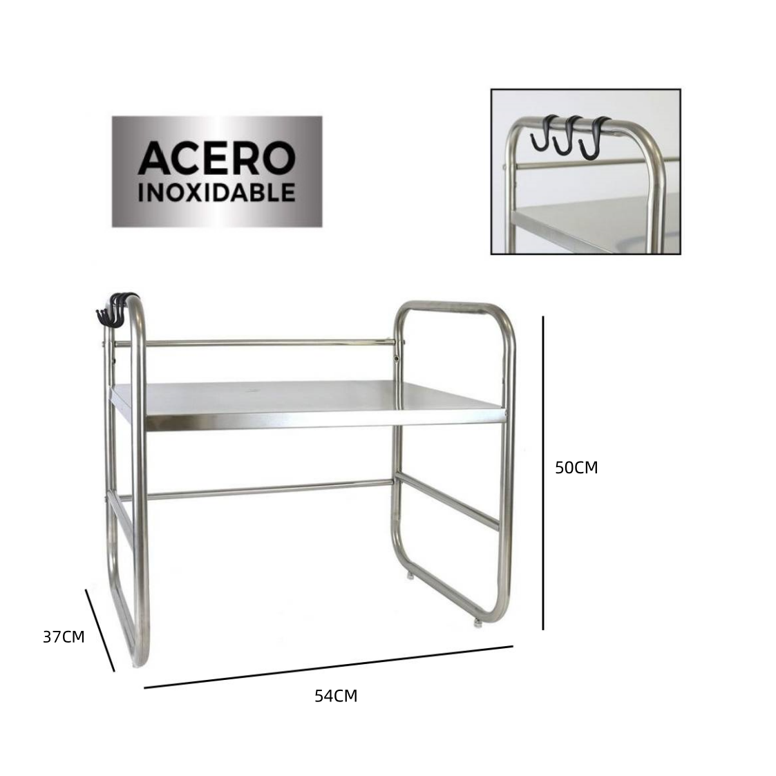 DAMDAM GO Estanteria Microondas Acero Inoxidable, Soporte Microondas para Encimera de Cocina