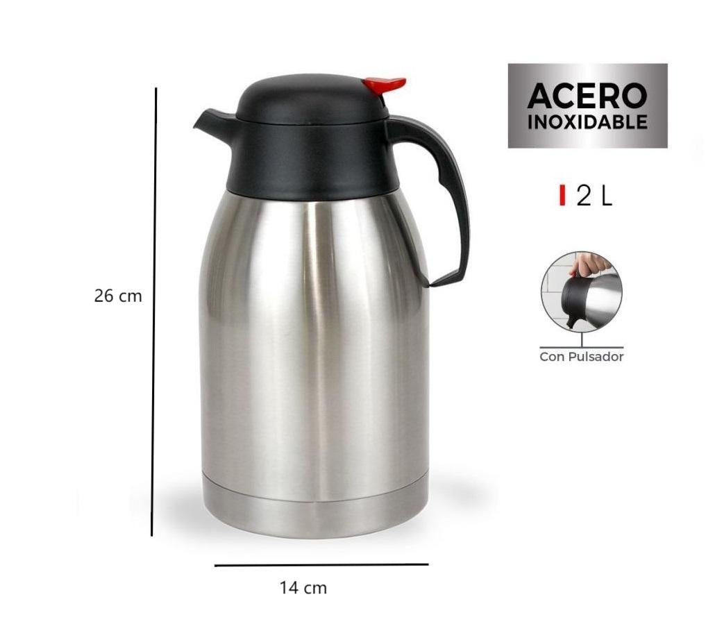 Jarra Térmica de Acero Inoxidable de 2/L, Termo de Té y Café Para Catering, Tetera con Aislamiento al Vacío
