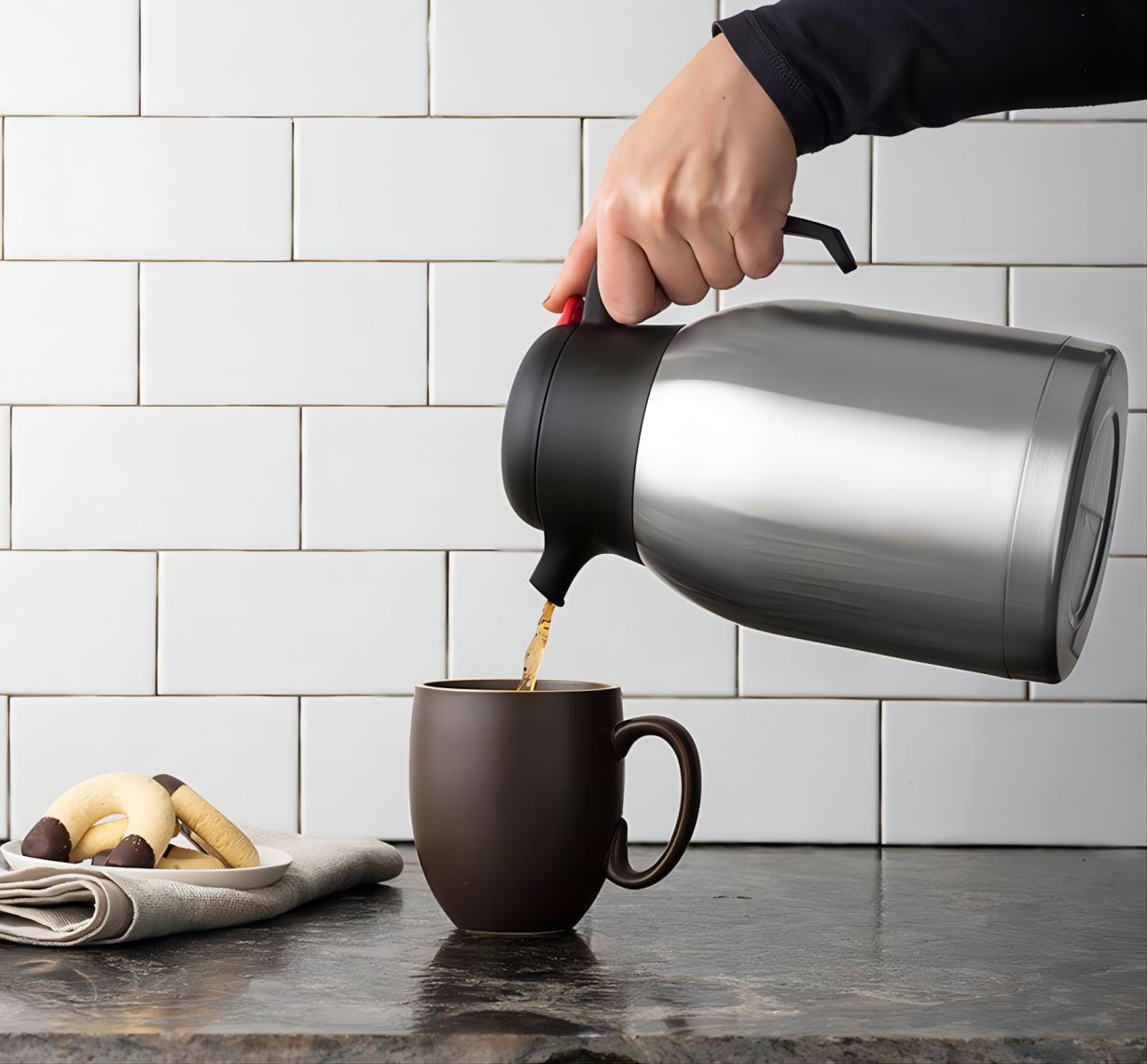 Jarra Térmica de Acero Inoxidable de 2/L, Termo de Té y Café Para Catering, Tetera con Aislamiento al Vacío