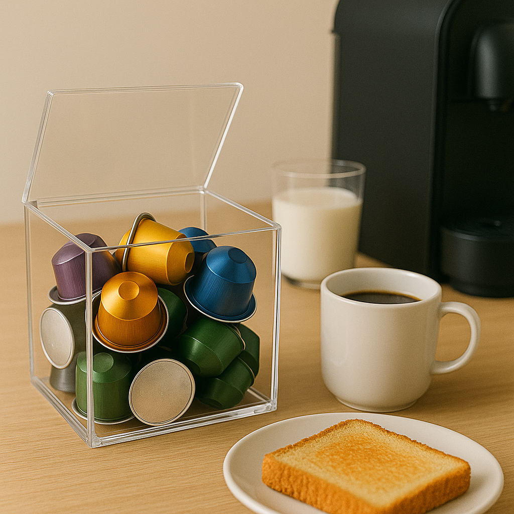 Portacapsulas Metacrilato Para Capsulas Nespresso o Dolcegusto, Dispensador Capsulas Acrilico, Capacidad Para 13 Cápsulas Dolce Gusto o 40 Cápsulas Nespresso
