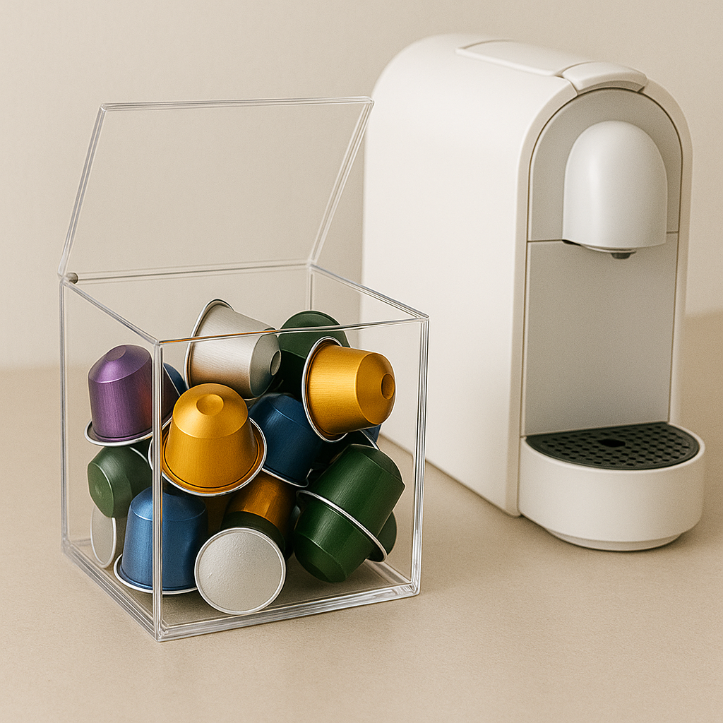 Portacapsulas Metacrilato Para Capsulas Nespresso o Dolcegusto, Dispensador Capsulas Acrilico, Capacidad Para 13 Cápsulas Dolce Gusto o 40 Cápsulas Nespresso