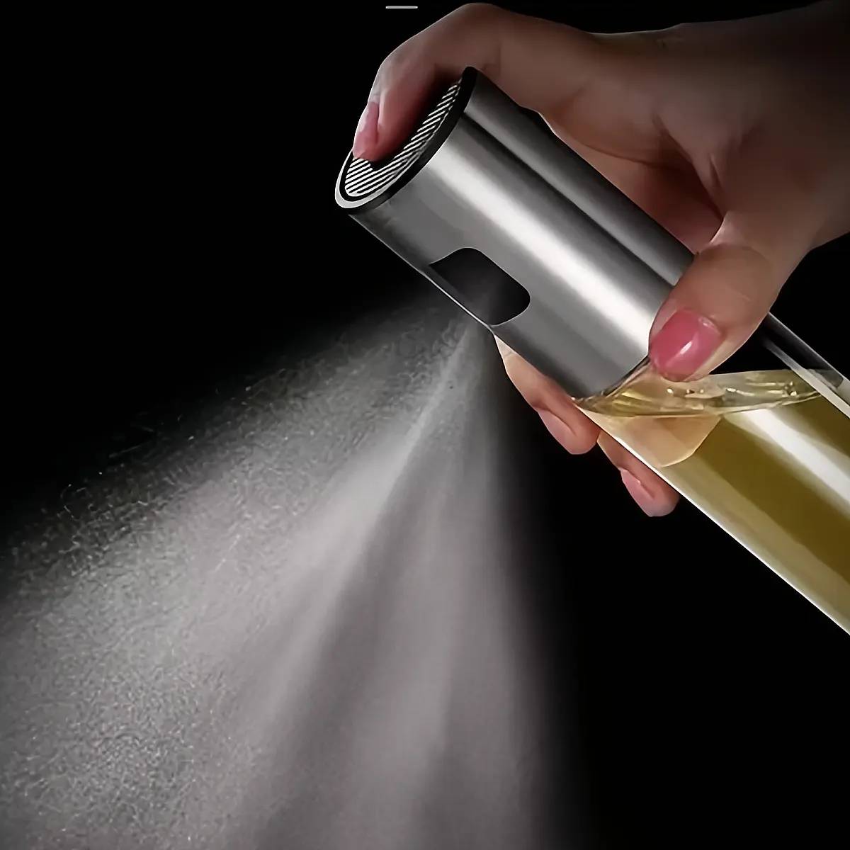 Aceite de Spray Cristal, Aceitera Para Cocina Acero Inox, Para Ensalada, Barbacoa, Hornear en la Cocina