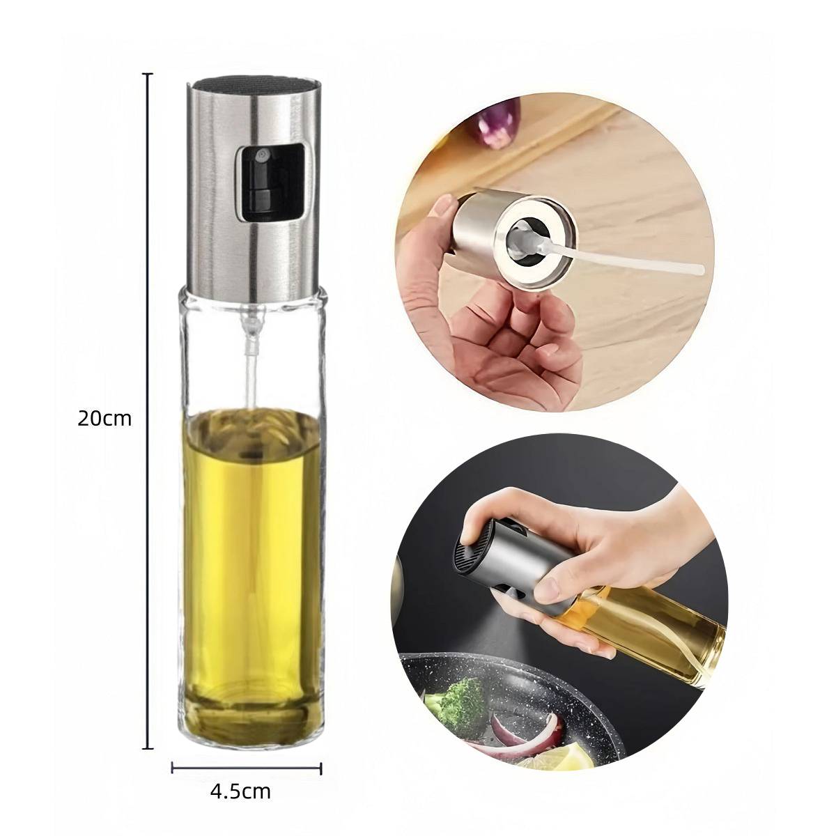 Aceite de Spray Cristal, Aceitera Para Cocina Acero Inox, Para Ensalada, Barbacoa, Hornear en la Cocina