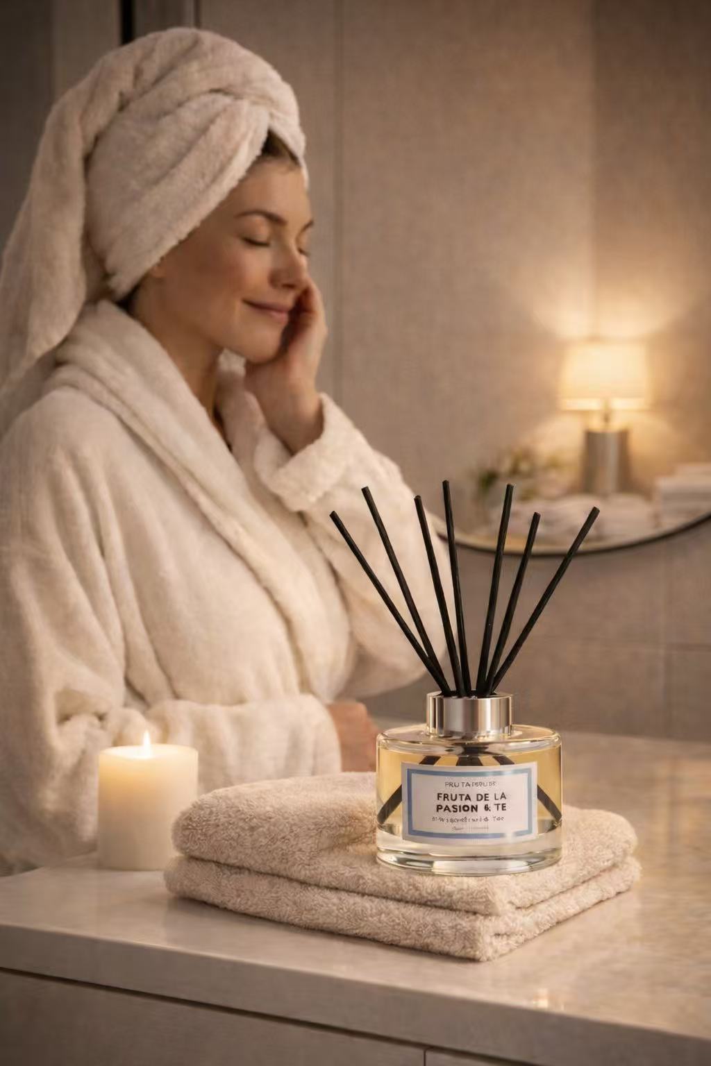 Difusor de Aroma Fresco de Larga Duración, Ambientador Mikado 120 ml, Aromas Naturales para el Hogar, Relajante y Refrescante