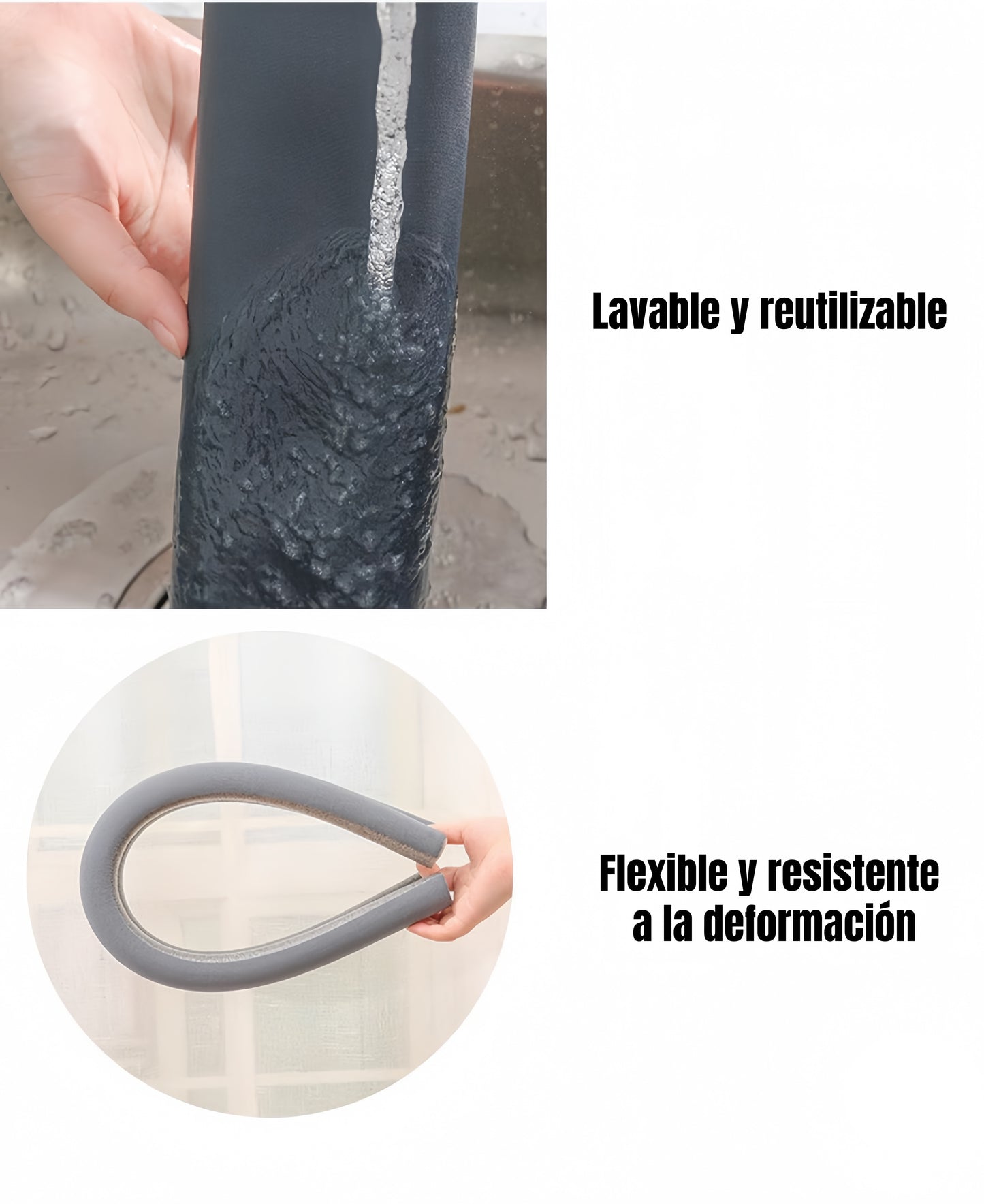 Burlete Doble Pack 2 Gris 95 cm – Aislante para Puertas Inferiores, Antipolvo, Anti Insectos, Anti Ruido y Anti Fugas de Aire – Fácil de Instalar sin Pegamento