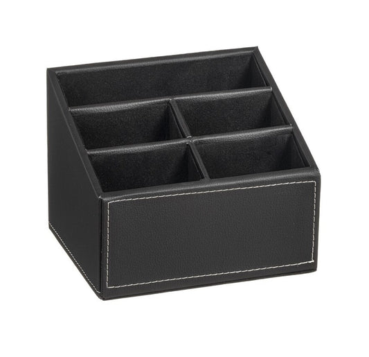 DAMDAM GO Portamandos Polipiel 5 Dept, Organizador Para Mandos, Escritorio de oficina, Caja de Almacenamiento Para Bolígrafo, Libro, Teléfono
