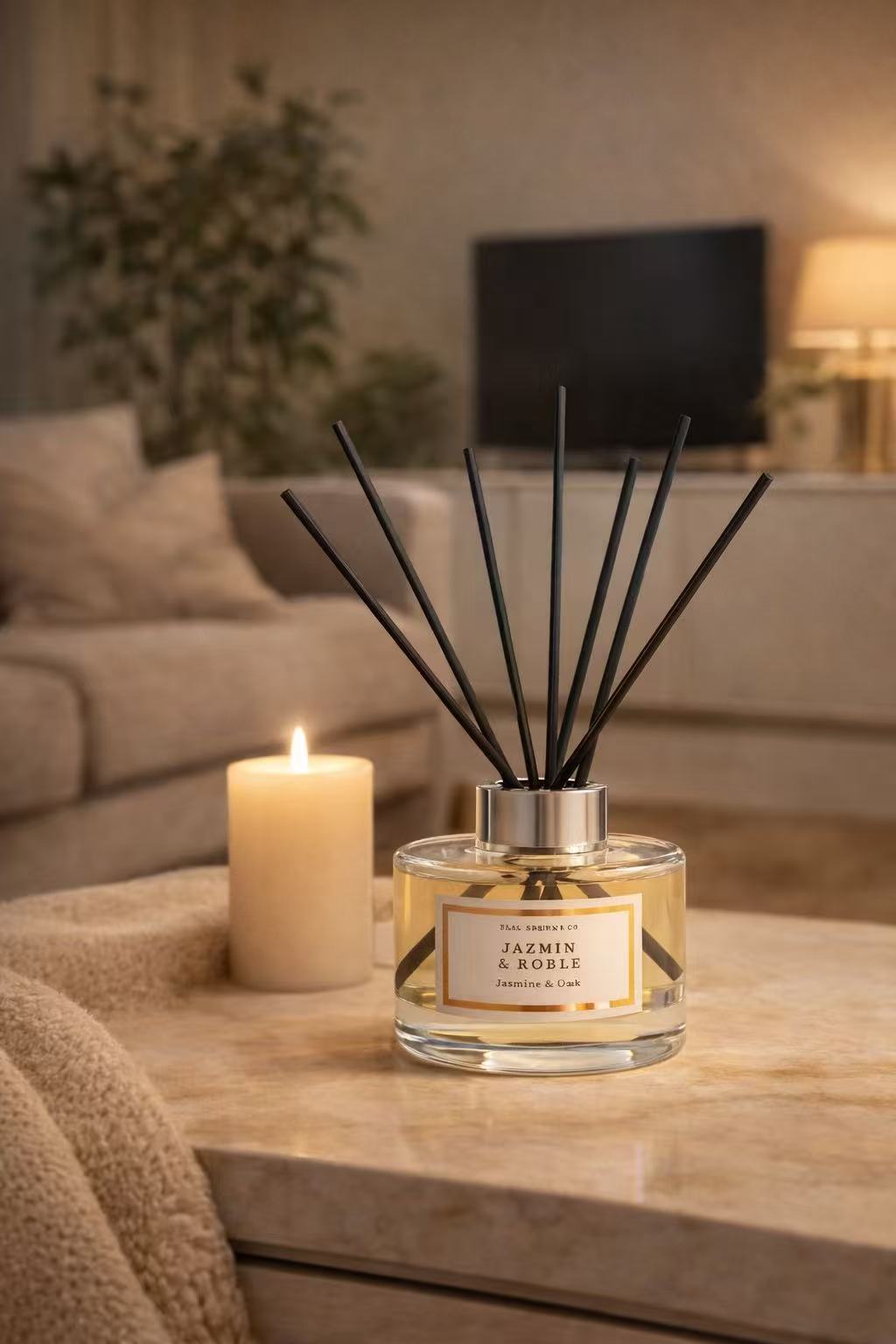 Difusor de Aroma Fresco de Larga Duración, Ambientador Mikado 120 ml, Aromas Naturales para el Hogar, Relajante y Refrescante