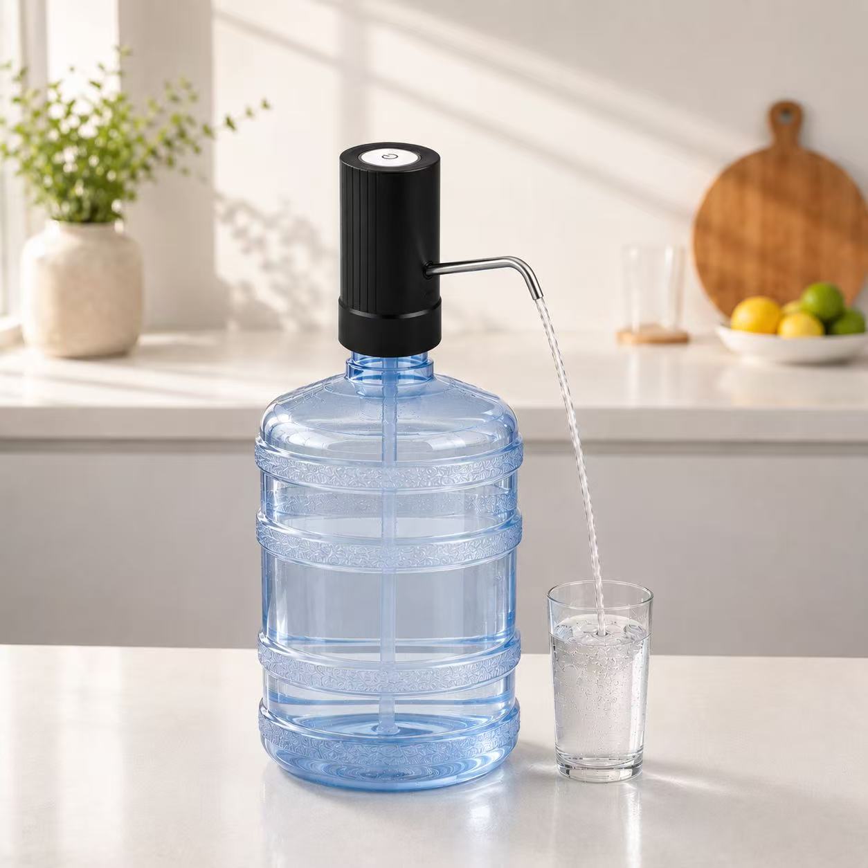 Dispensador de Agua para Garrafas 5L-20L, Bomba de Agua Eléctrica Automática USB-C Recargable, Adaptador Universal, Tubo de Acero Inoxidable, Compatible con la Mayoría de Bidones