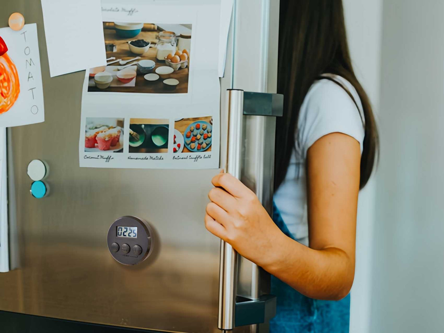 Temporizador Cocina, Cronómetro Digital con Pantalla LCD, Imán para Nevera, Temporizador Multifunción Timer en Niños para Estudiar, Trabajar, Hacer Ejercicio