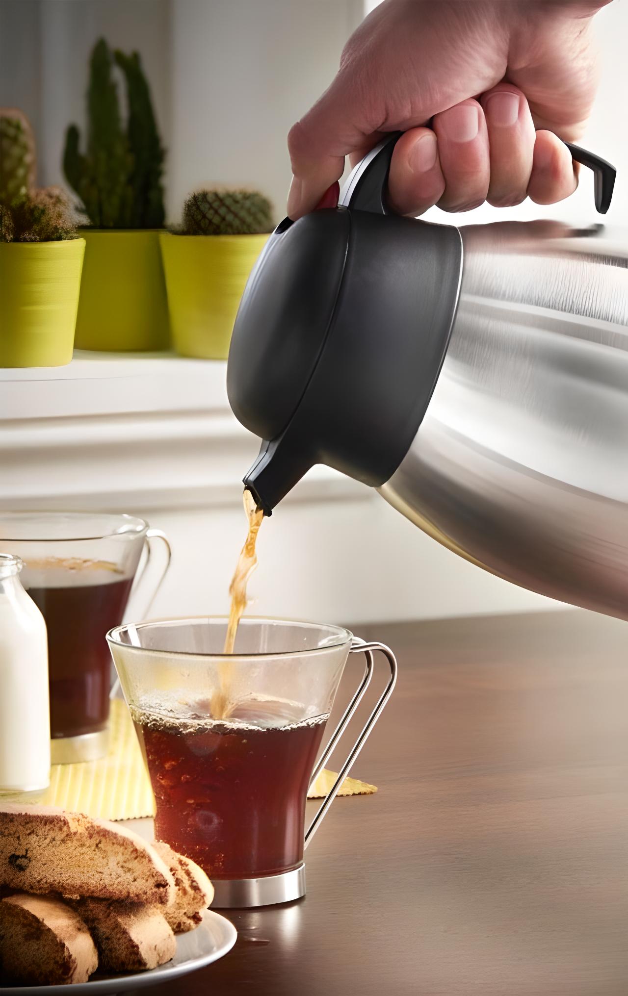 Jarra Térmica de Acero Inoxidable de 2/L, Termo de Té y Café Para Catering, Tetera con Aislamiento al Vacío