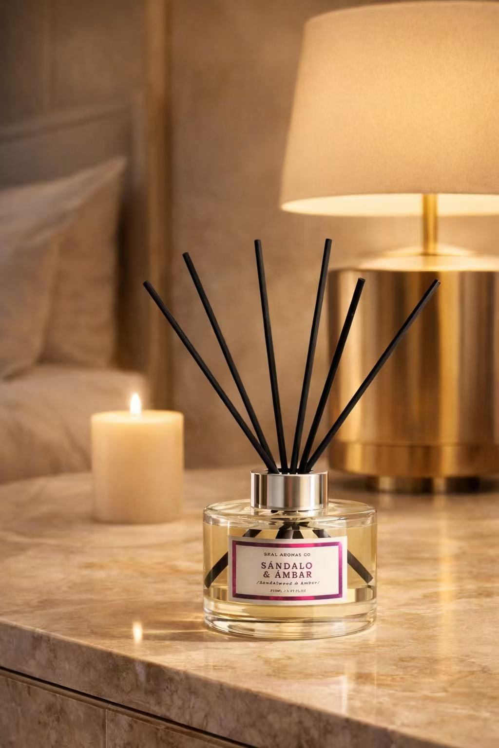 Difusor de Aroma Fresco de Larga Duración, Ambientador Mikado 120 ml, Aromas Naturales para el Hogar, Relajante y Refrescante