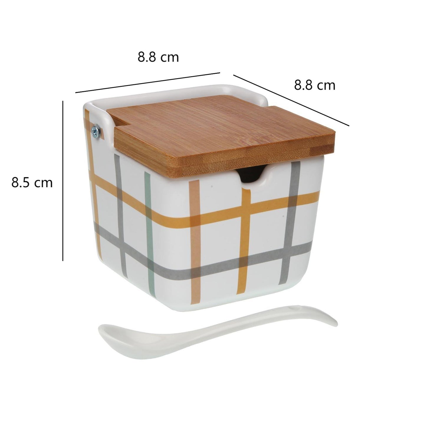 Azucarero de Cocina de Cerámica con Tapa de Bambu Diseños Originales