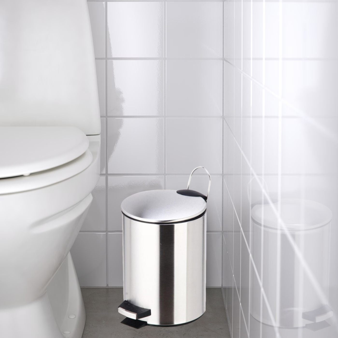 Papelera Baño Con Tapa de Metal 3L - Cubo de Basura Para Cocina, Habitación, Baño