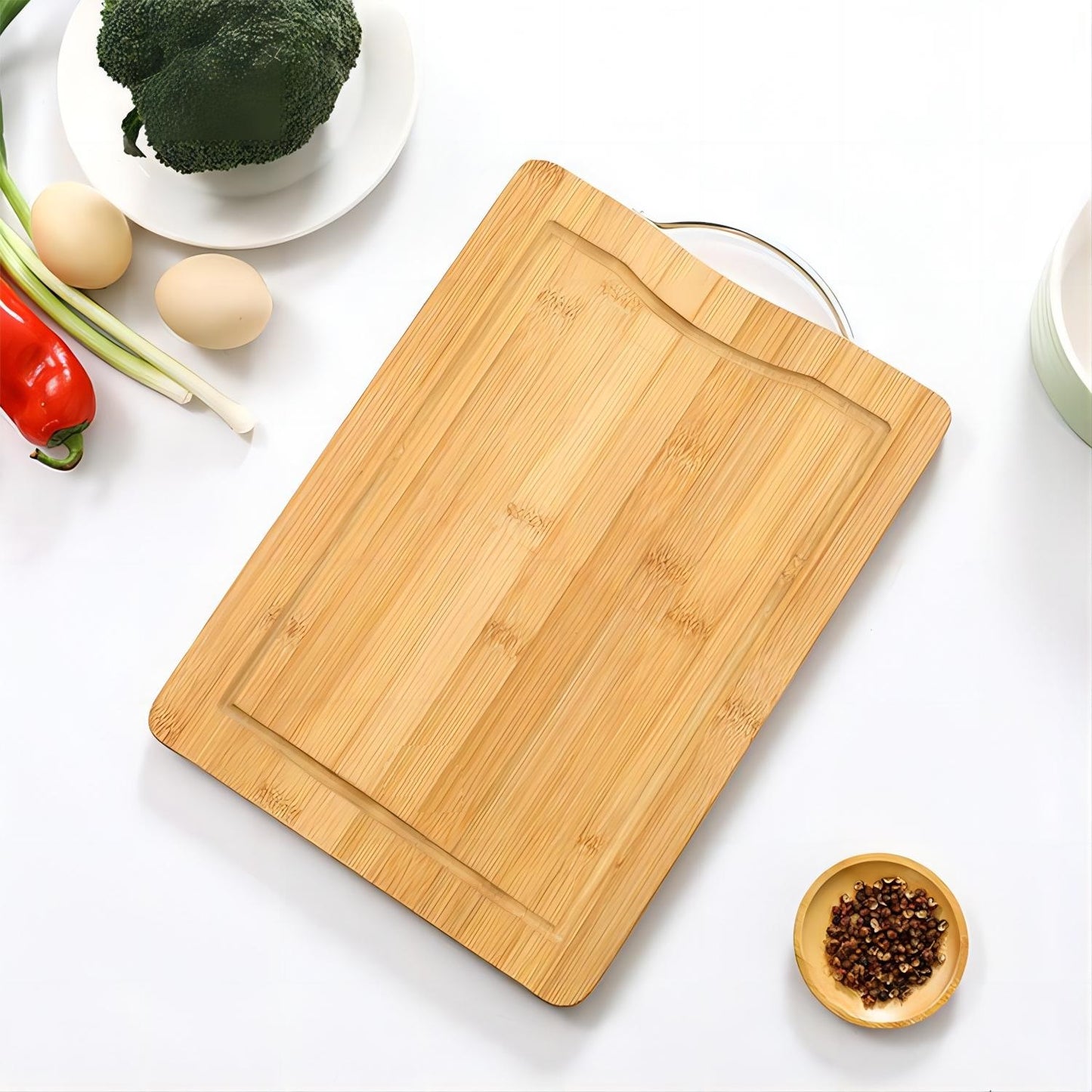 Tabla Cortar Cocina Madera Bambu Con Soporte