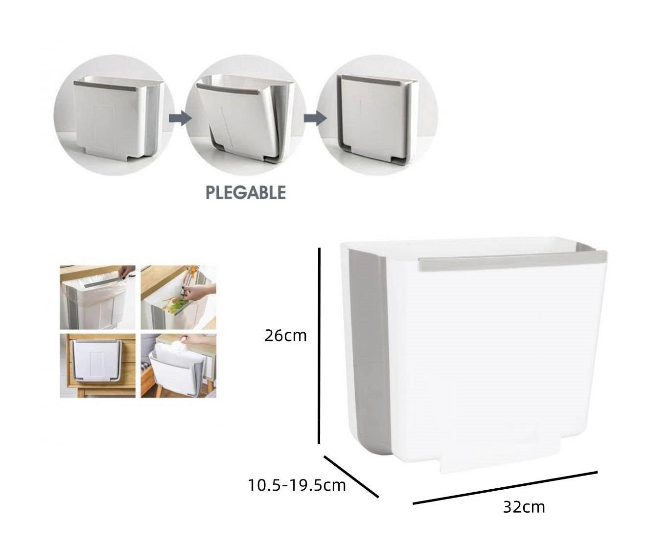 Cubo de Basura Plegable Colgante, Extraible Para Cocina Puerta de Gabinete