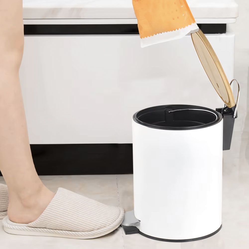 Papelera de Baño con Tapa de Madera 3L - Cubo de Basura para Baño con Tapa y Pedal Cierre Silencioso