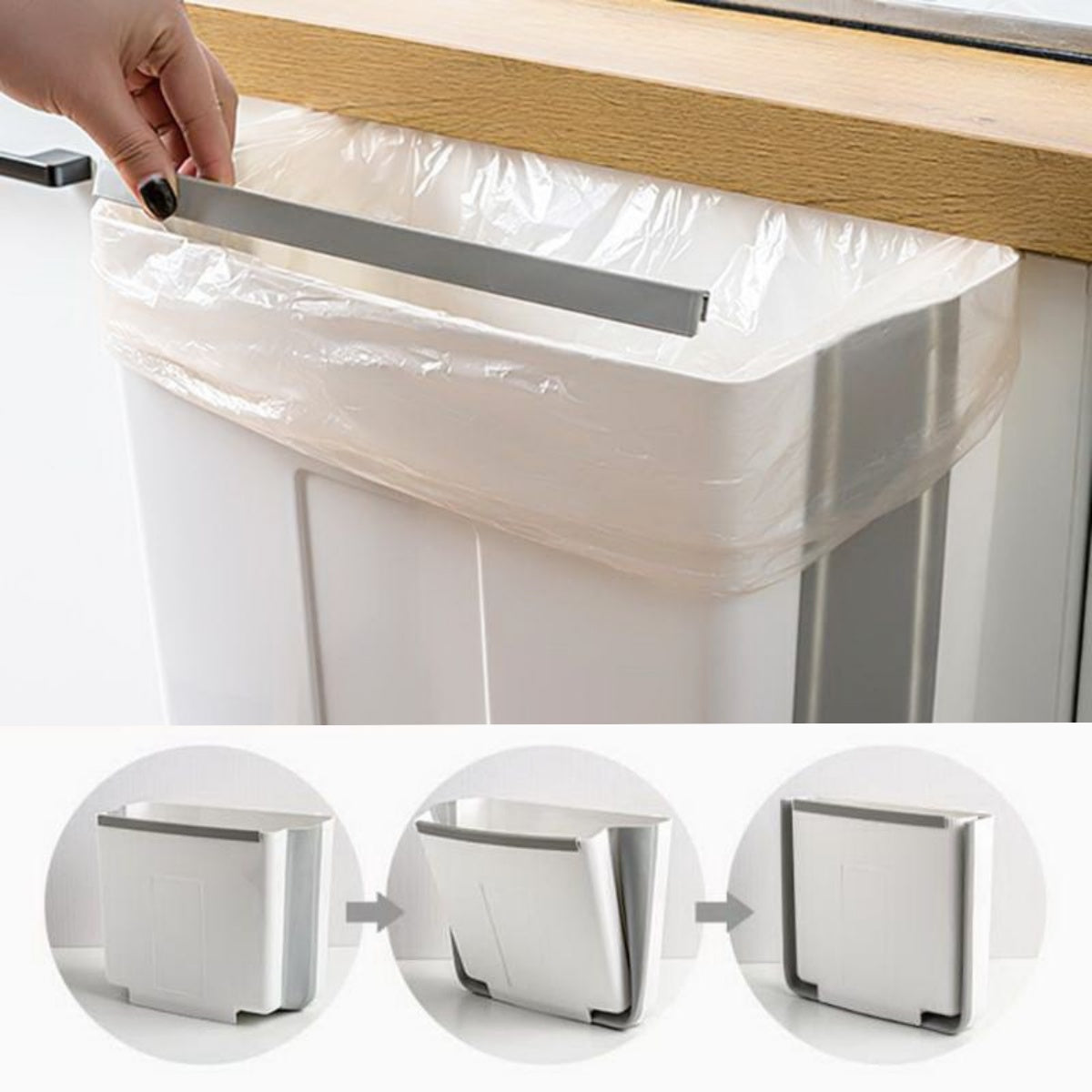 Cubo de Basura Plegable Colgante, Extraible Para Cocina Puerta de Gabinete