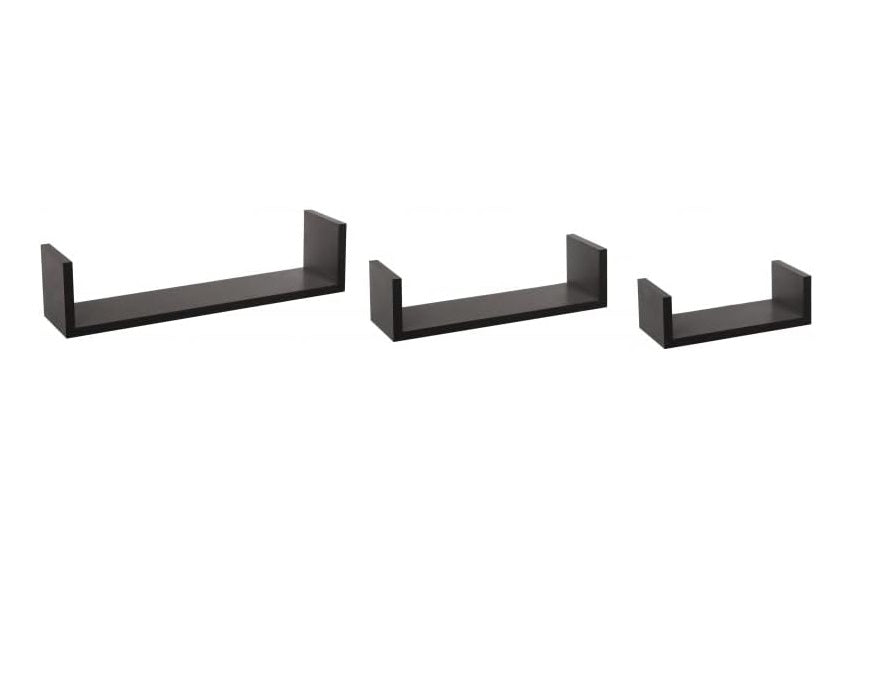 Estantería Pared en Forma de Cuadrado, Set de 3 Estantes Flotantes Juego de Baldas para Libros y Objetos de decoración - Negro