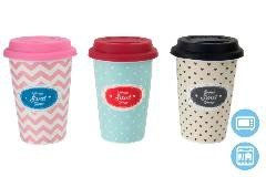 Mug diseño romantica colores con tapa de silicona (Set de 3 mug)