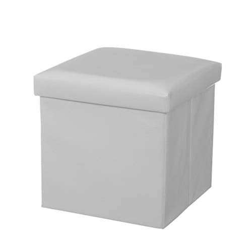 Puff Plegable Minimalista Blanco de PU para Dormitorio Basic