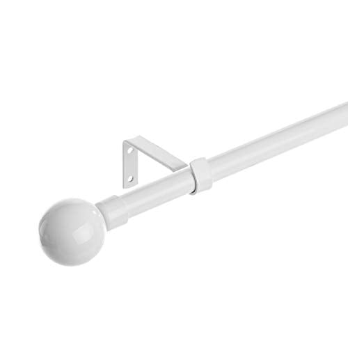 DAMDAM GO - Barra de Cortina Extensible de Metal Blanca Minimalista para Dormitorio de 120-210 cm Bola