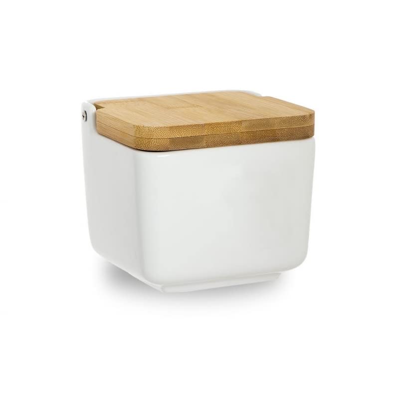 Salero Cocina Negro Ceramica con Tapa Madera para Cocina Factory