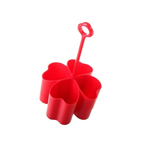 Soporte cubiertos rojo polipropileno 11 x 11 x 25,50 cm .