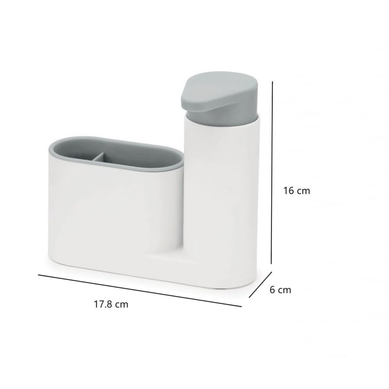 DAMDAM GO - Dispensador Jabon Cocina Plastico con Estropajero y Portacepillo - Organizador Limpieza Cocina