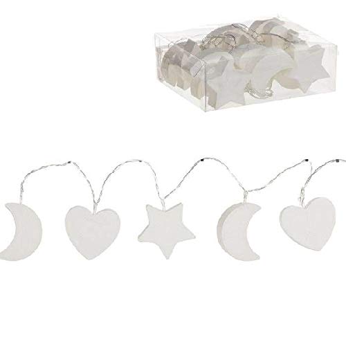 Guirnalda 10 Leds Blanca Corazon, Luna, Estrella