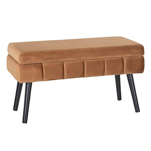 Banqueta baúl de Terciopelo, contemporánea en Marron, de 79x37x42 cm