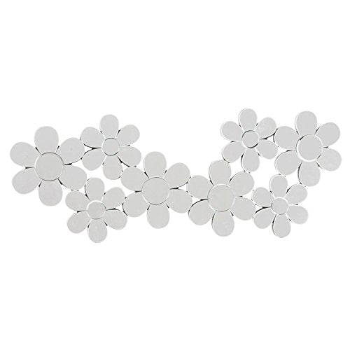 Mural Decoracion Pared Espejo Flores 72x27 cm