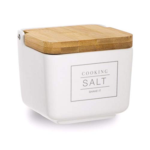 Salero Porcelana 12cm con Tapa de bambú