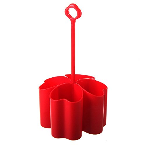 Soporte cubiertos rojo polipropileno 11 x 11 x 25,50 cm .