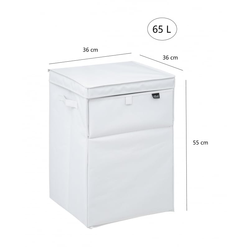 Cesto de Ropa Sucia con Tapa 65L Para la Ropa Lavandería Organización de Ropa, Rectangular