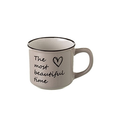 Taza de café romántica beige de cerámica para cocina France (Set de 4 tazas)