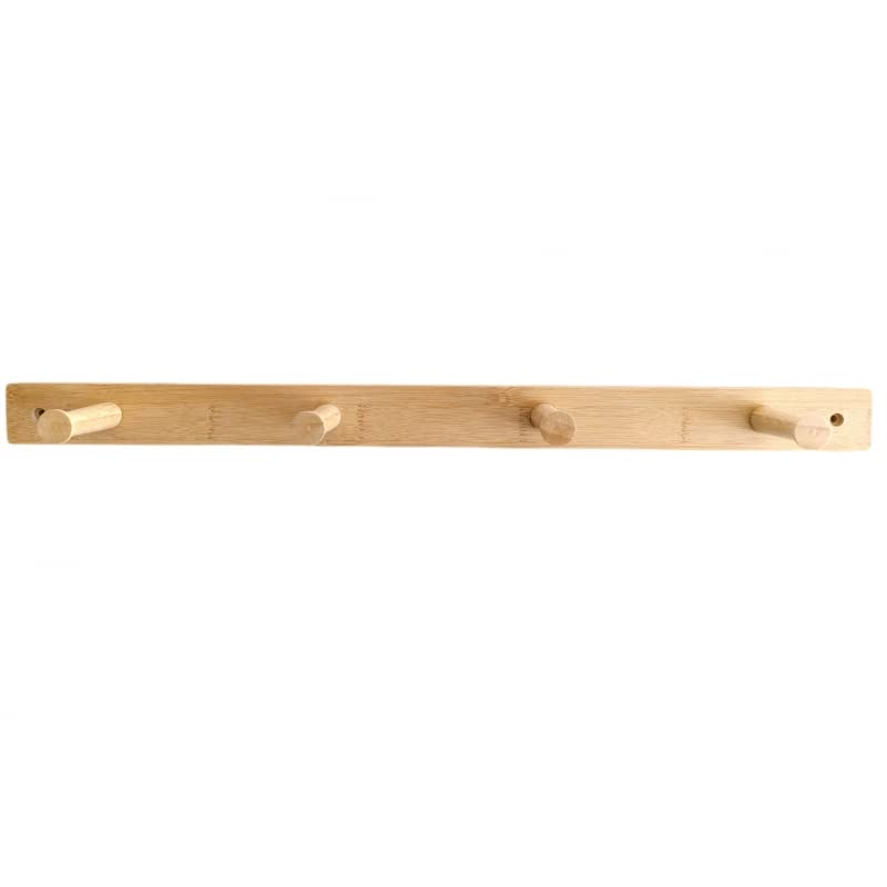 Perchero Pared de Madera Natural 4 colgadores
