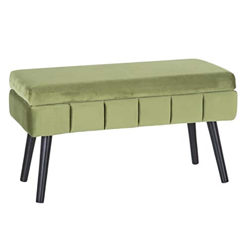 Banqueta baúl de Terciopelo, contemporánea en Verde, de 79x37x42 cm