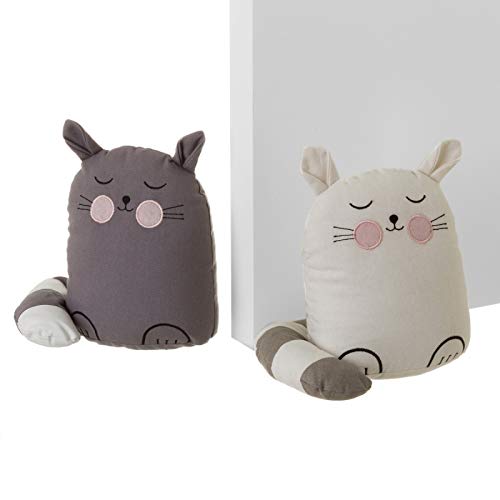 Set 2 sujetapuertas de Gato de Tela/Arena Gris Infantil para Dormitorio Child